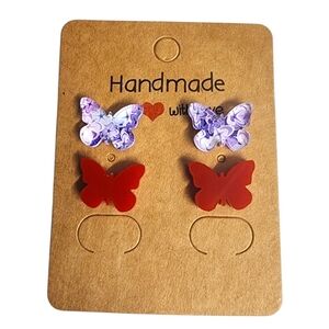 Berry Twilight Drift Acrylic Stud Earrings - 2 Pair